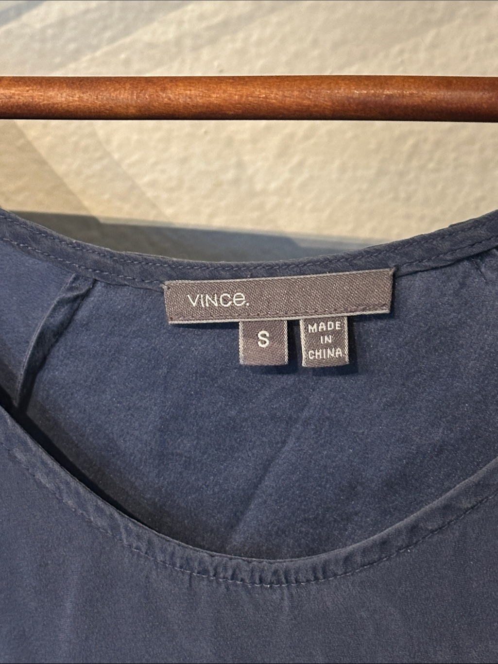 95% Silk Blend Soft Blue Wide V-Neck Blouse — image 6 of 8